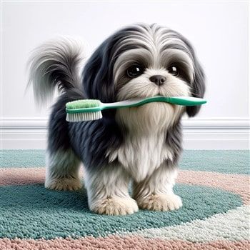 Shih Tzu with Toothbrush