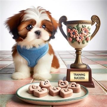 Shih Tzu with Training Treats and Trophy