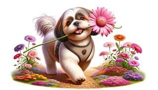 Shih Tzu with flower 