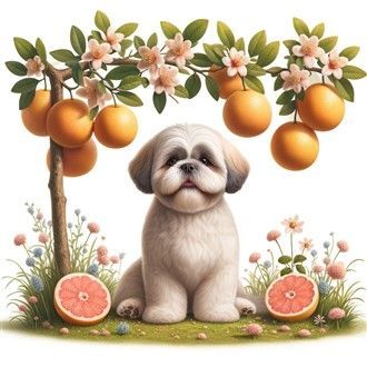 Shih Tzu with grapefruit