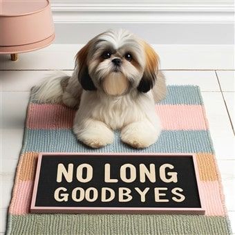 Shih Tzu with Sign No Long Goodbyes 