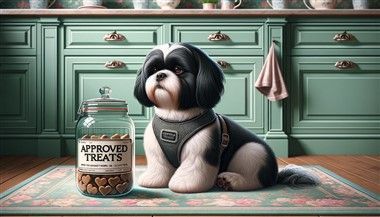 Shih tzu with approved treats 