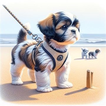 Tip 10 Socialize Shih Tzu Puppy, pup at beach