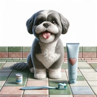 Do Dental Care for Shih Tzu, shows toothbrush and paste