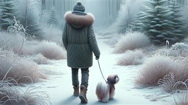 Shih Tzu on a winter walk