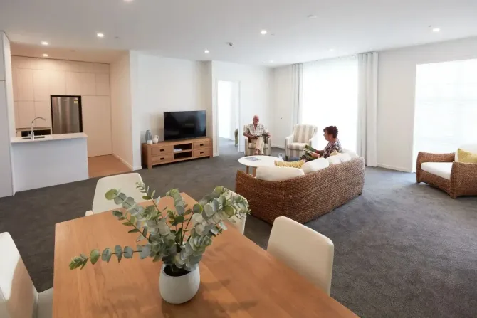 Residents relaxing in Burlington’s modern apartment