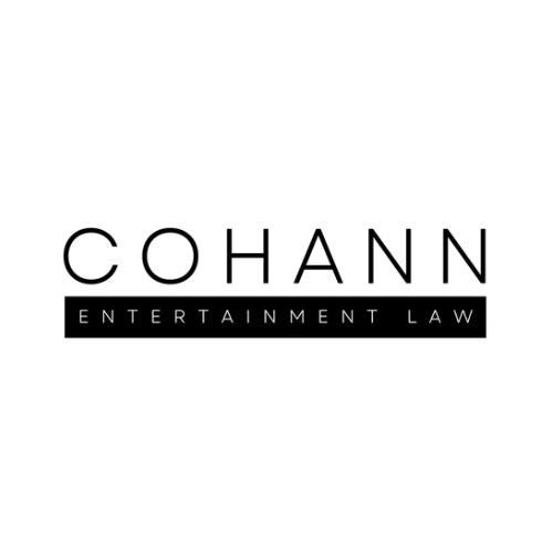 The logo for cohann entertainment law is black and white.