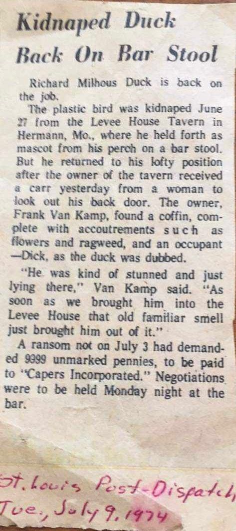 A 1974 newspaper clipping titled 