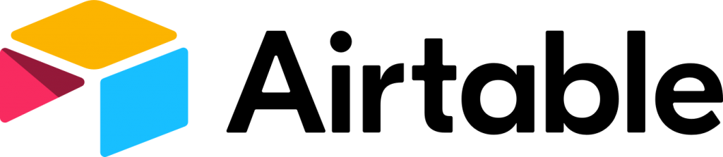 A colorful logo for airtable with a cube in the middle.