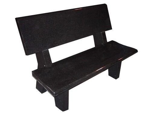 Black wooden bench with backrest on a white background