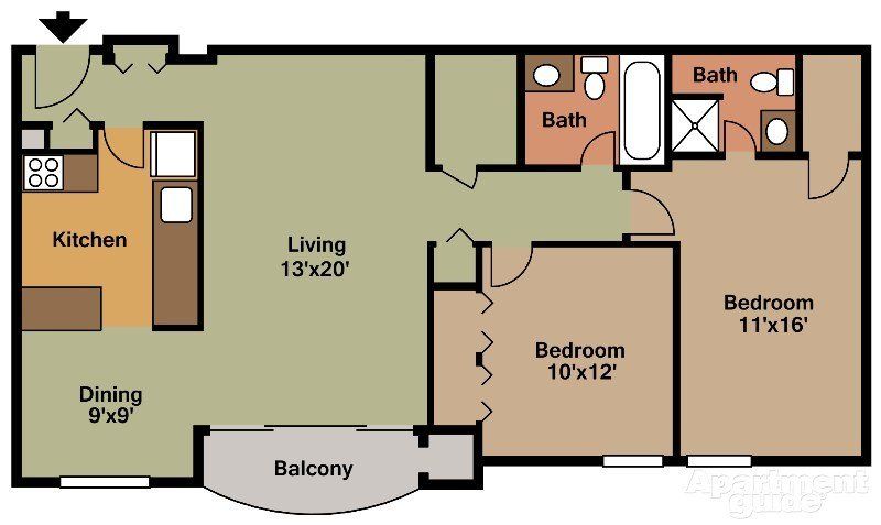 2 Bed, 2 Bath – $2,525 – 1000 Sq Ft