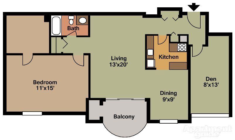 2 Bed Jr., 1 Bath – $2,220– 950 Sq Ft