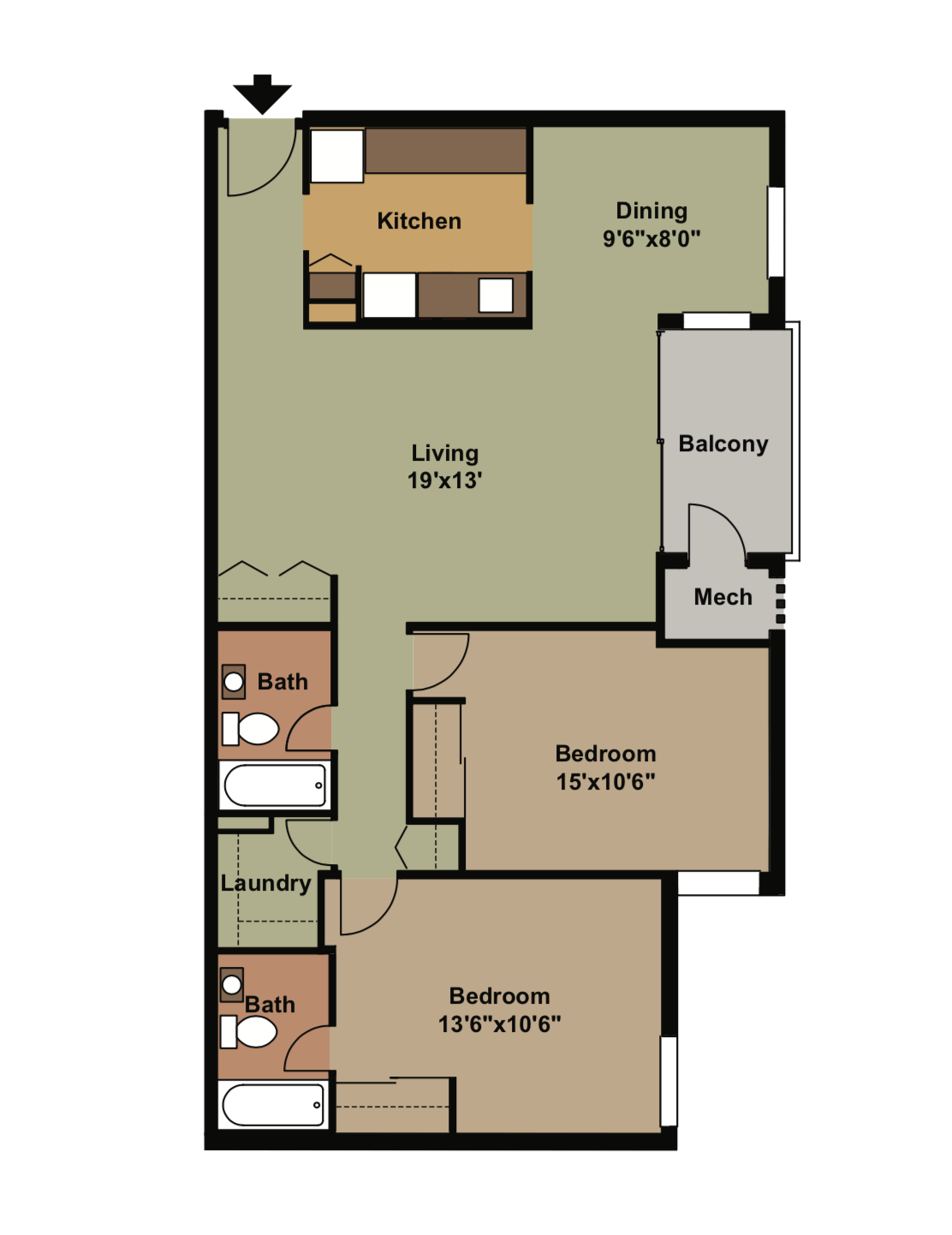 2 Bed, 2 Bath – $2,725 – 1000 Sq Ft