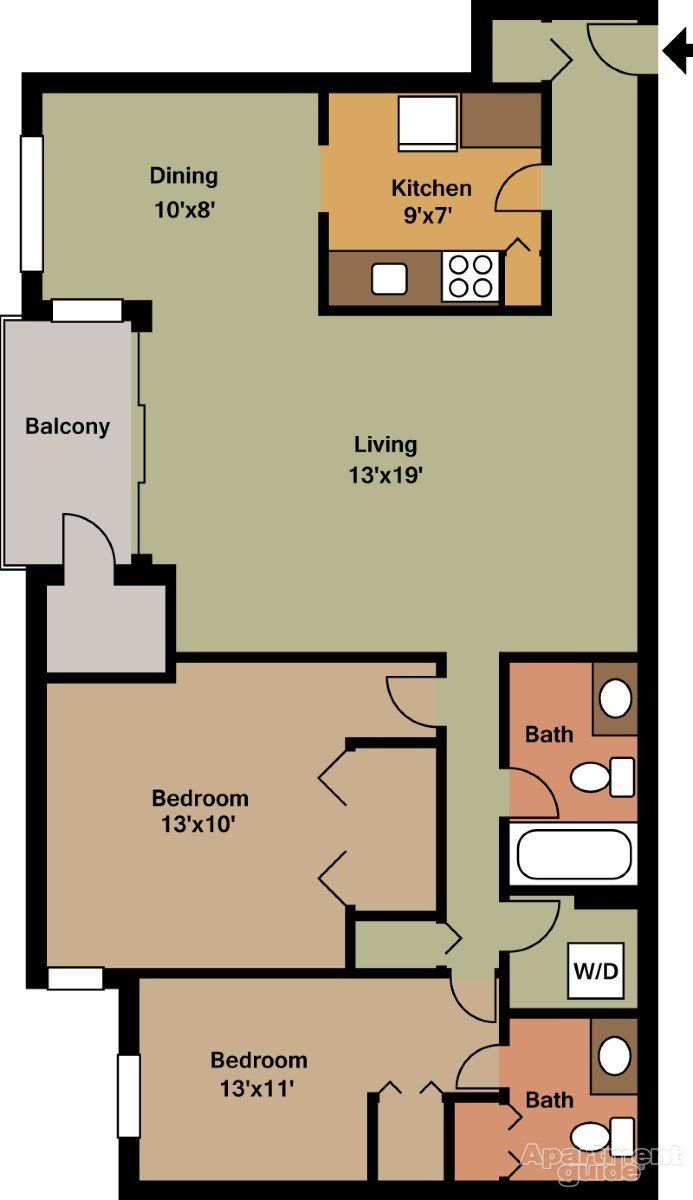 2 Bed, 2 Bath – $2,525 – 1000 Sq Ft