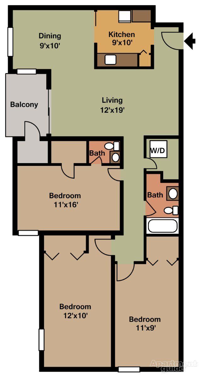 3 Bed, 1.5 Bath – $2,680– 1050 Sq Ft