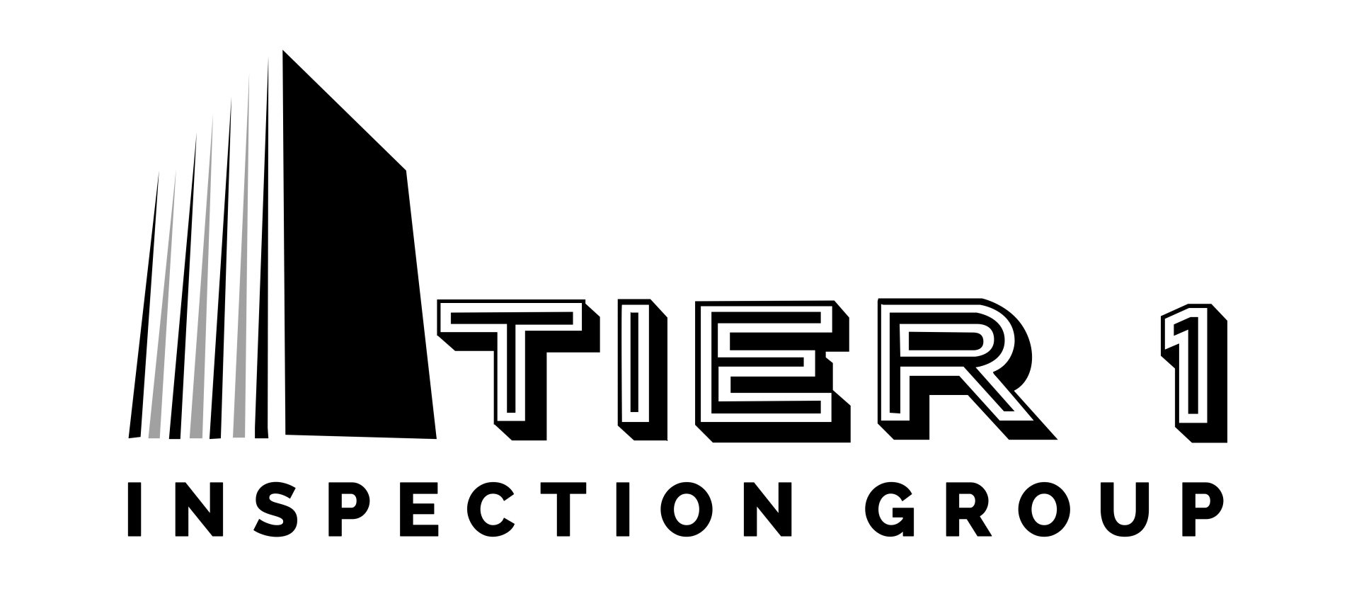 A black and white logo for tier 1 inspection group