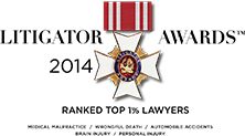 The logo for the litigator awards 2014 ranked top 1% lawyers.