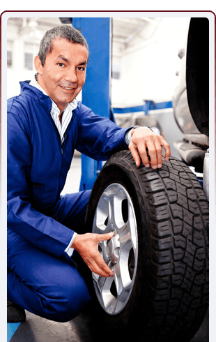 An engineer with a tyre