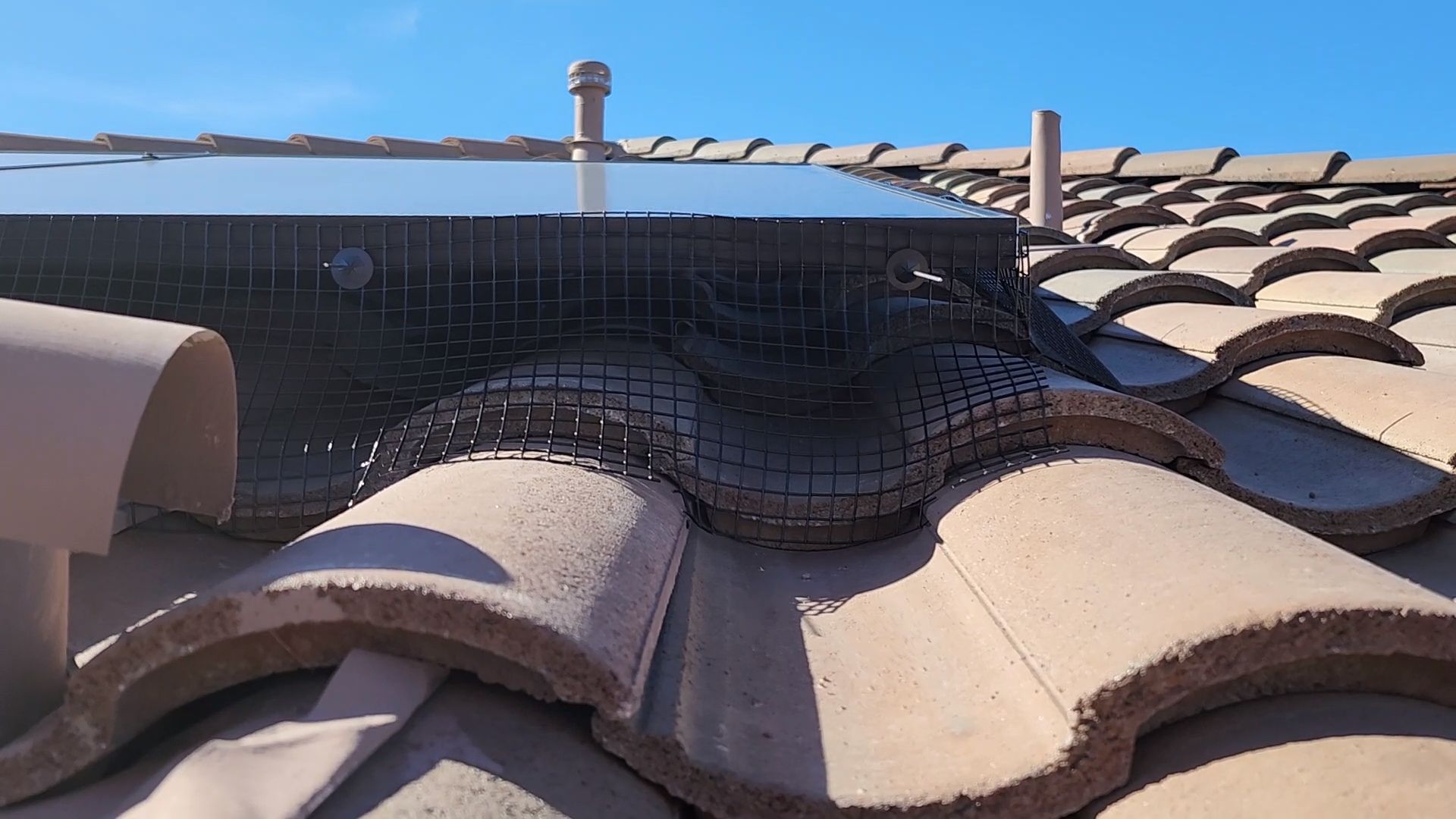 Solar panel pigeon mesh used on S tile roof