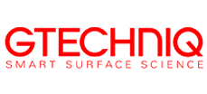 The logo for gtechniq smart surface science is red and white.