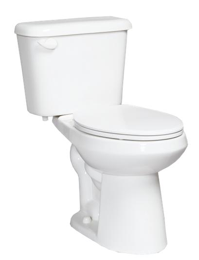 A white toilet with a white lid on a white background