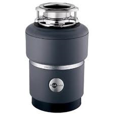 A black garbage disposal on a white background.