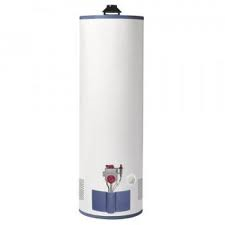 A white gas water heater on a white background