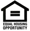A black and white logo for equal housing opportunity