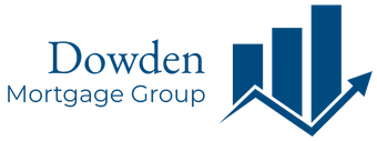 The logo for dowden mortgage group shows a graph and an arrow.