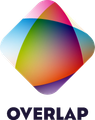 Colorful, overlapping abstract shapes forming a diamond with the word 