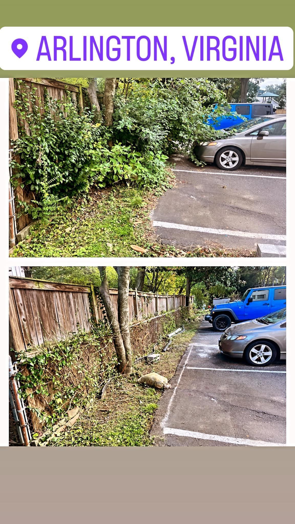 A before and after picture of a parking lot in arlington , virginia.