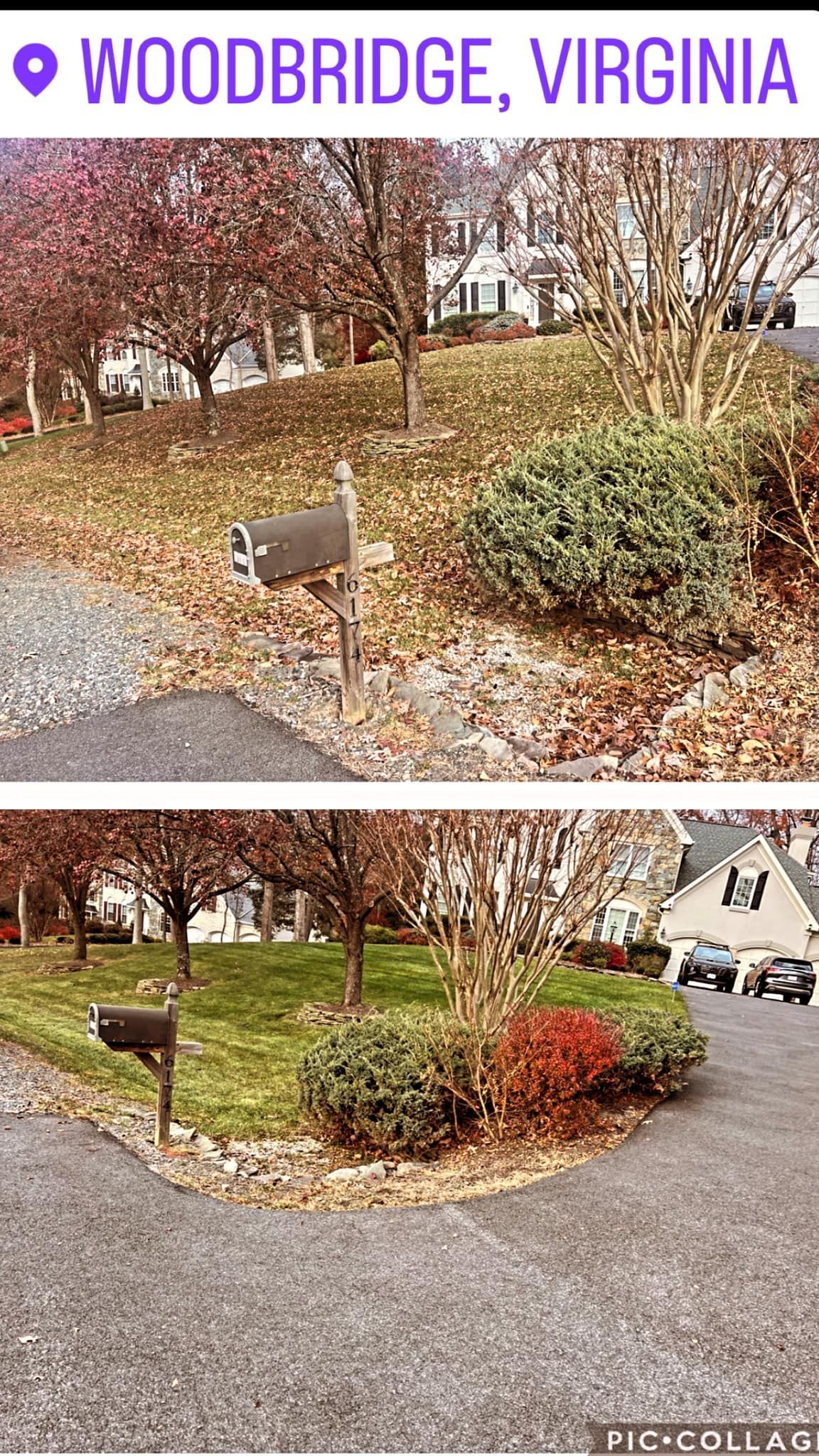 A before and after picture of a driveway in woodbridge , virginia.