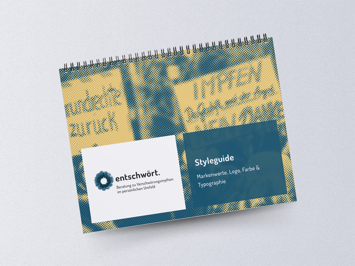 Styleguide for Entschwört, providing detailed brand elements and usage guidelines.