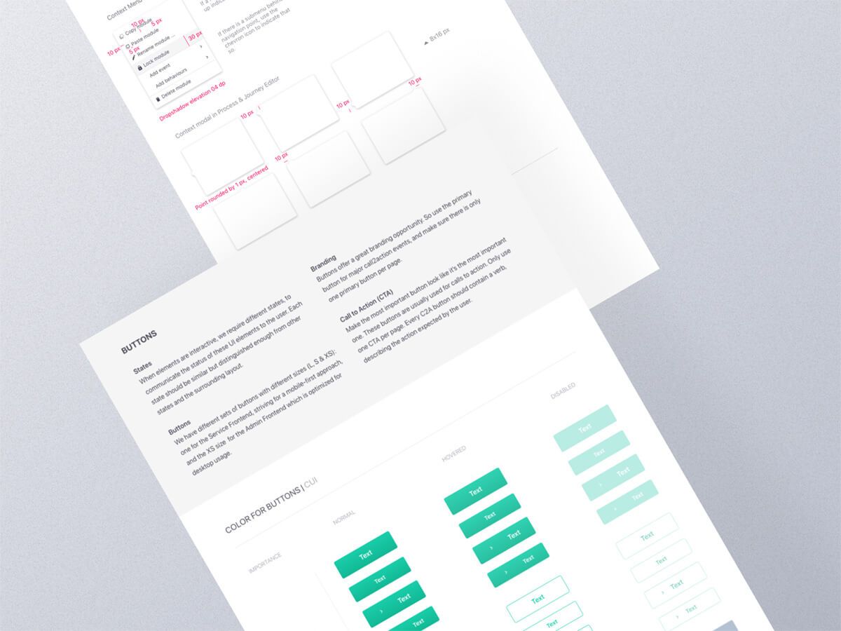 Design system showing Button Elements for Mesaic, focused on accessibility and scalability across digital products.