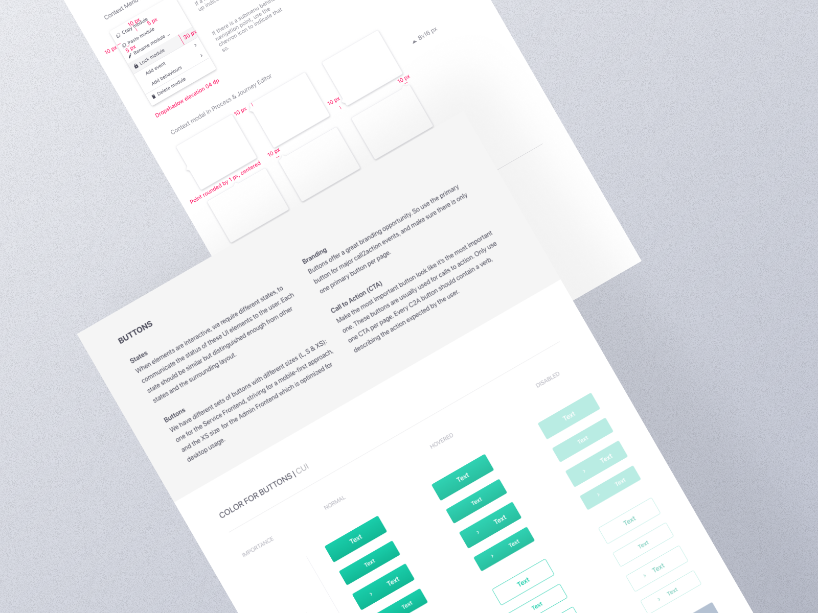 Design system featuring the use of Buttons for Mesaic, focused on accessibility and scalability across digital products.