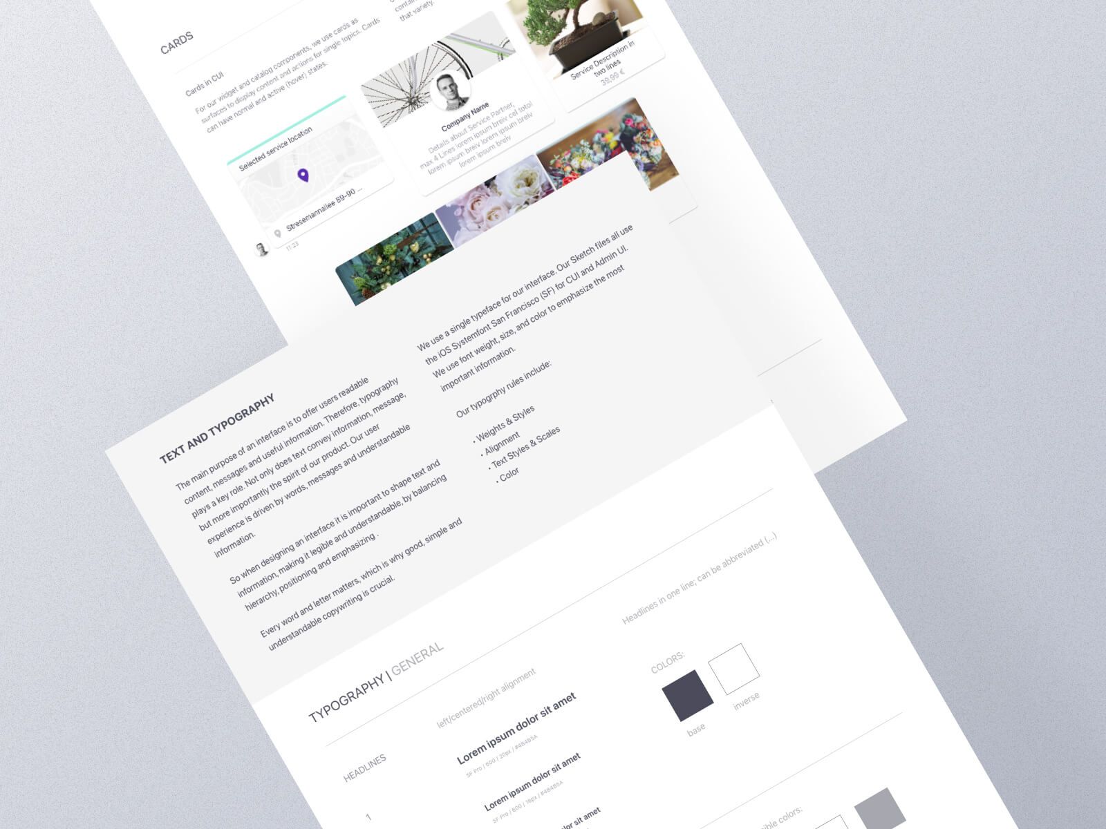 Design system explaining the use of typography for Mesaic, focused on accessibility and scalability across digital products.