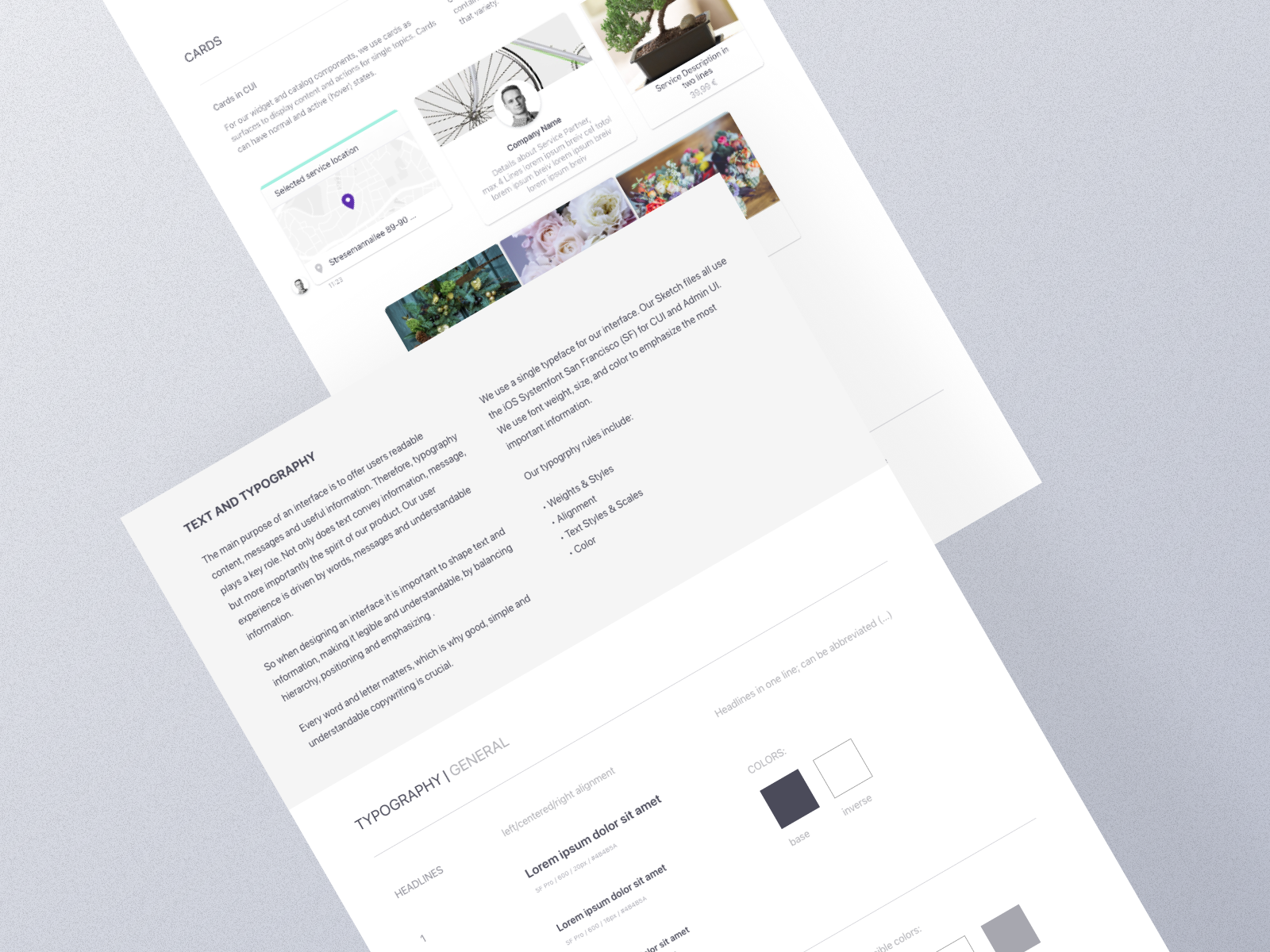 Design system featuring the use of typography for Mesaic, focused on accessibility and scalability across digital products.