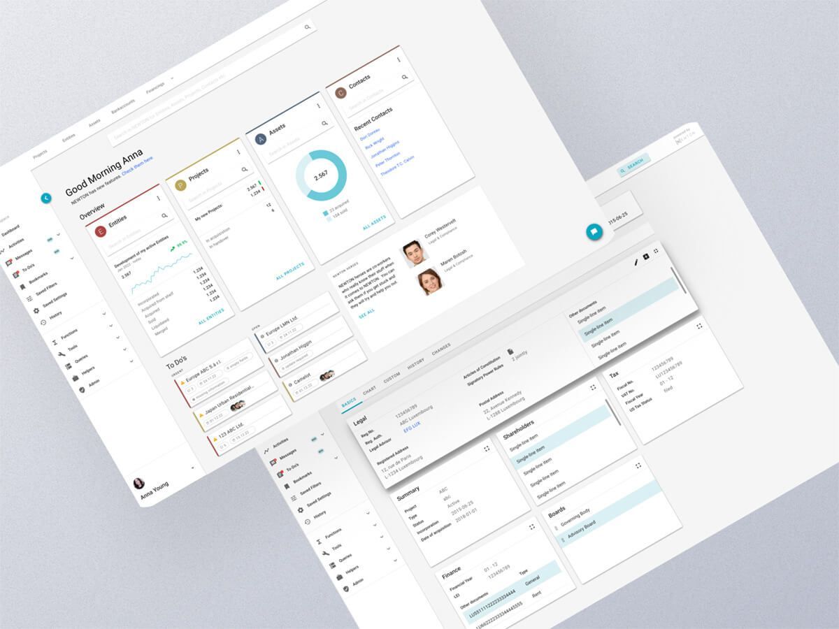 Mockup Screens of the Newton Interface