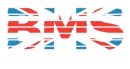 A red , white and blue BMS logo on a white background