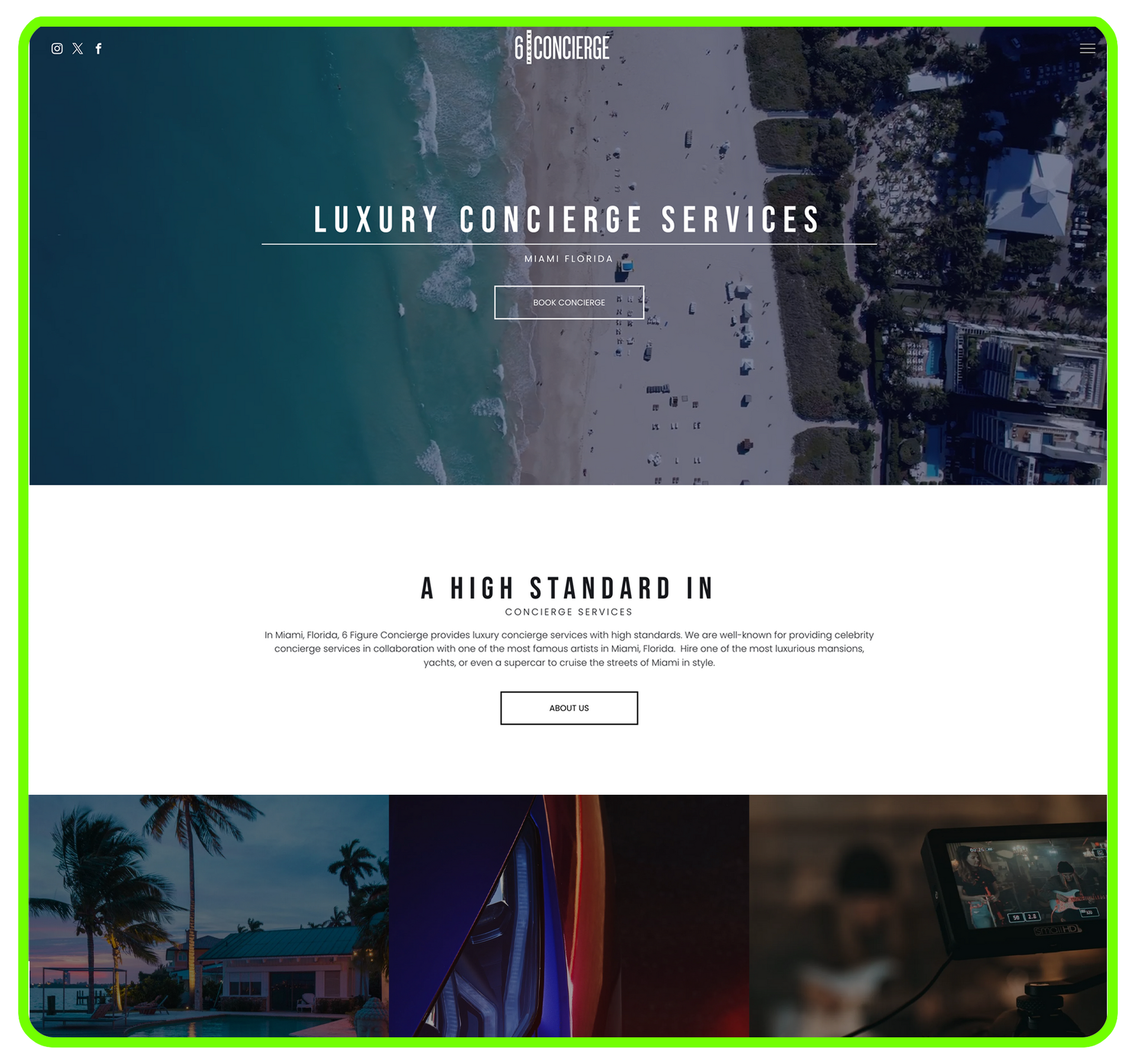 Luxury Hire and concierge industry website design