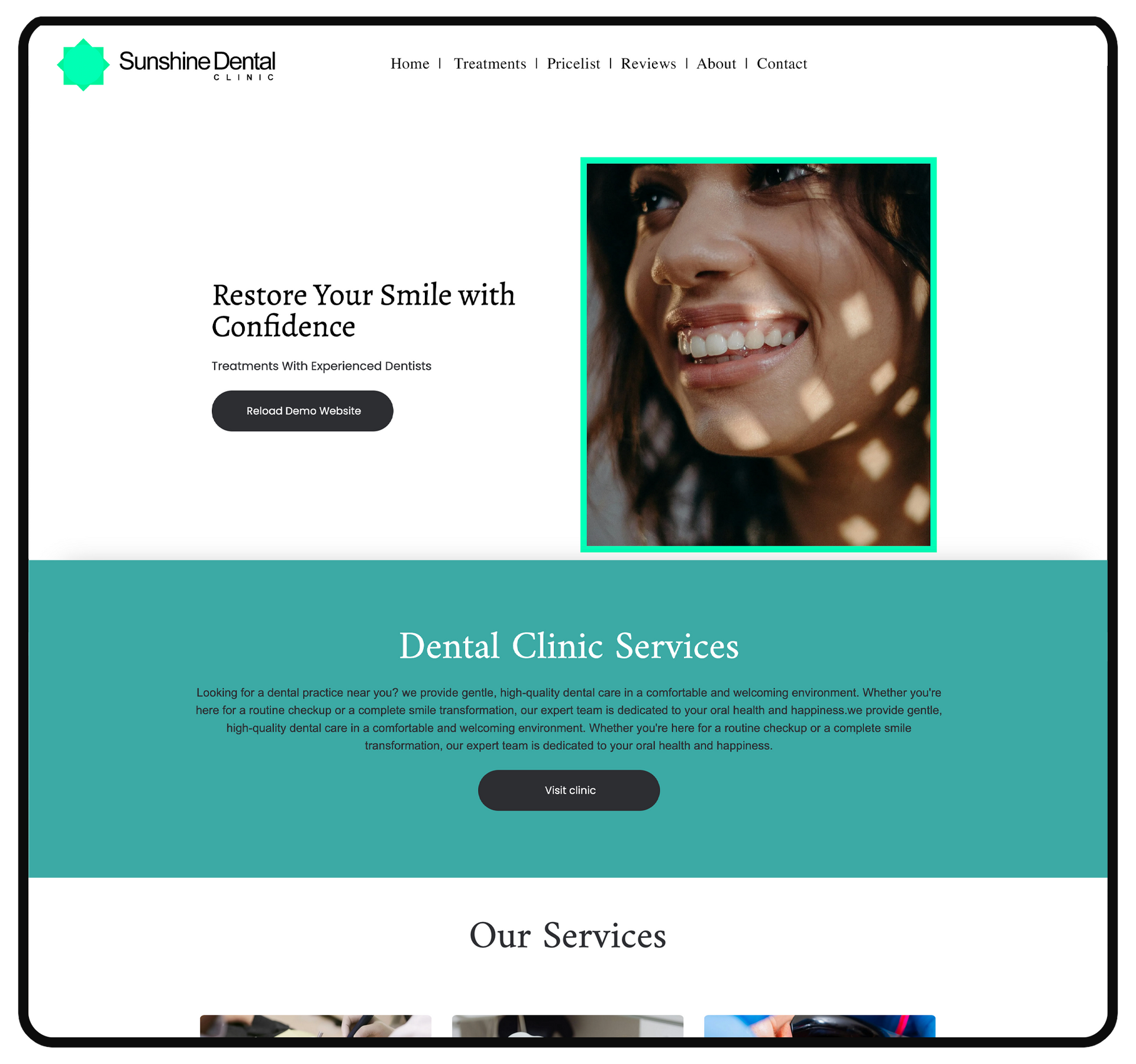 Dental website before