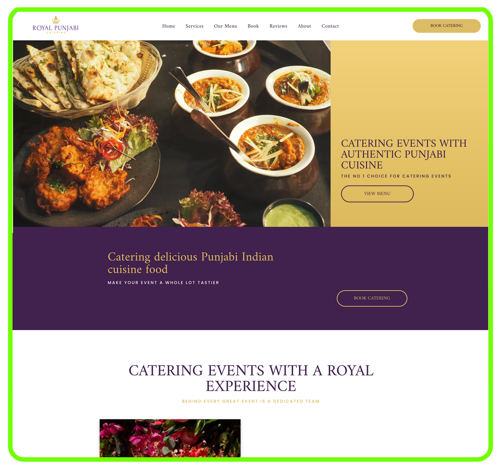 Food industry website design