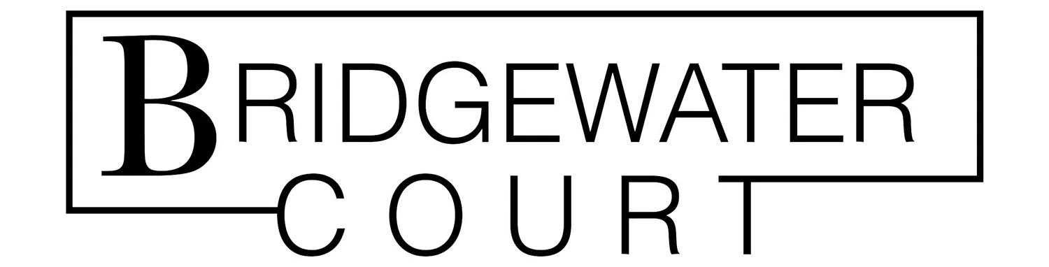 A black and white logo for bridgewater court.