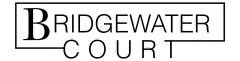 A black and white logo for bridgewater court.