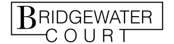A black and white logo for bridgewater court.