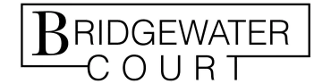 A black and white logo for bridgewater court.