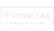 Logo for Wooster Law, a personal injury firm, with text in a rectangular frame.