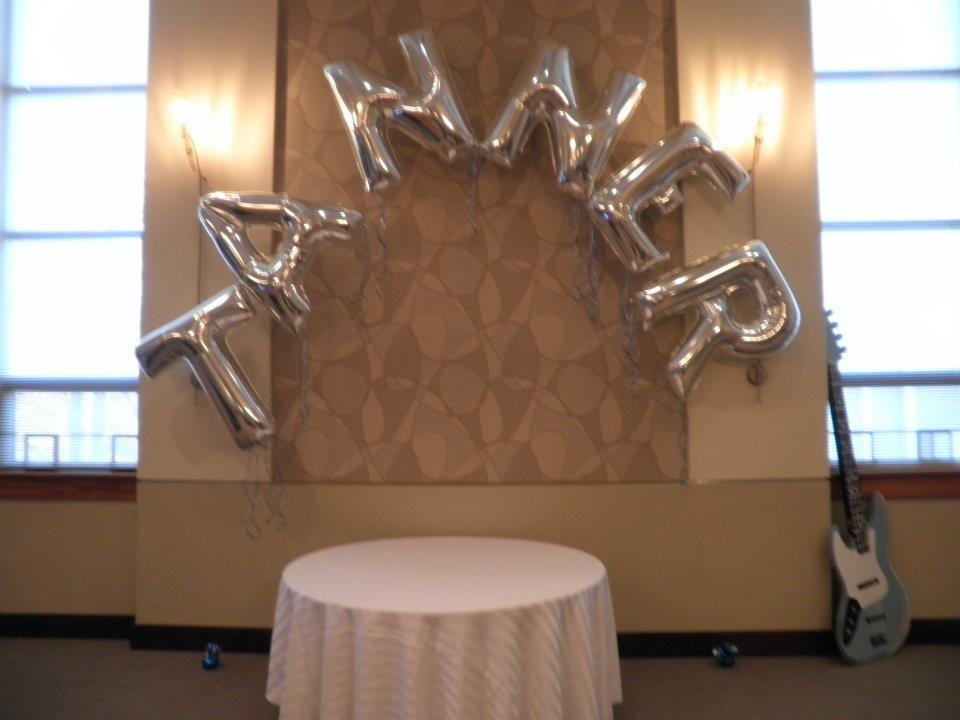 A silver archway with 