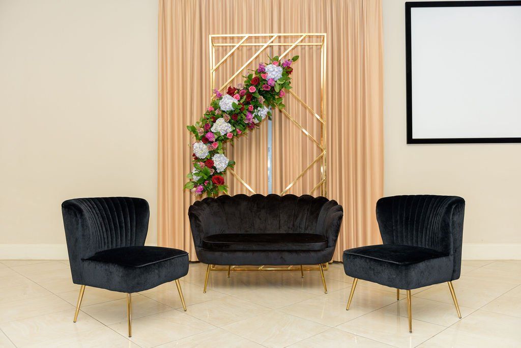 An Ava throne with gold trim