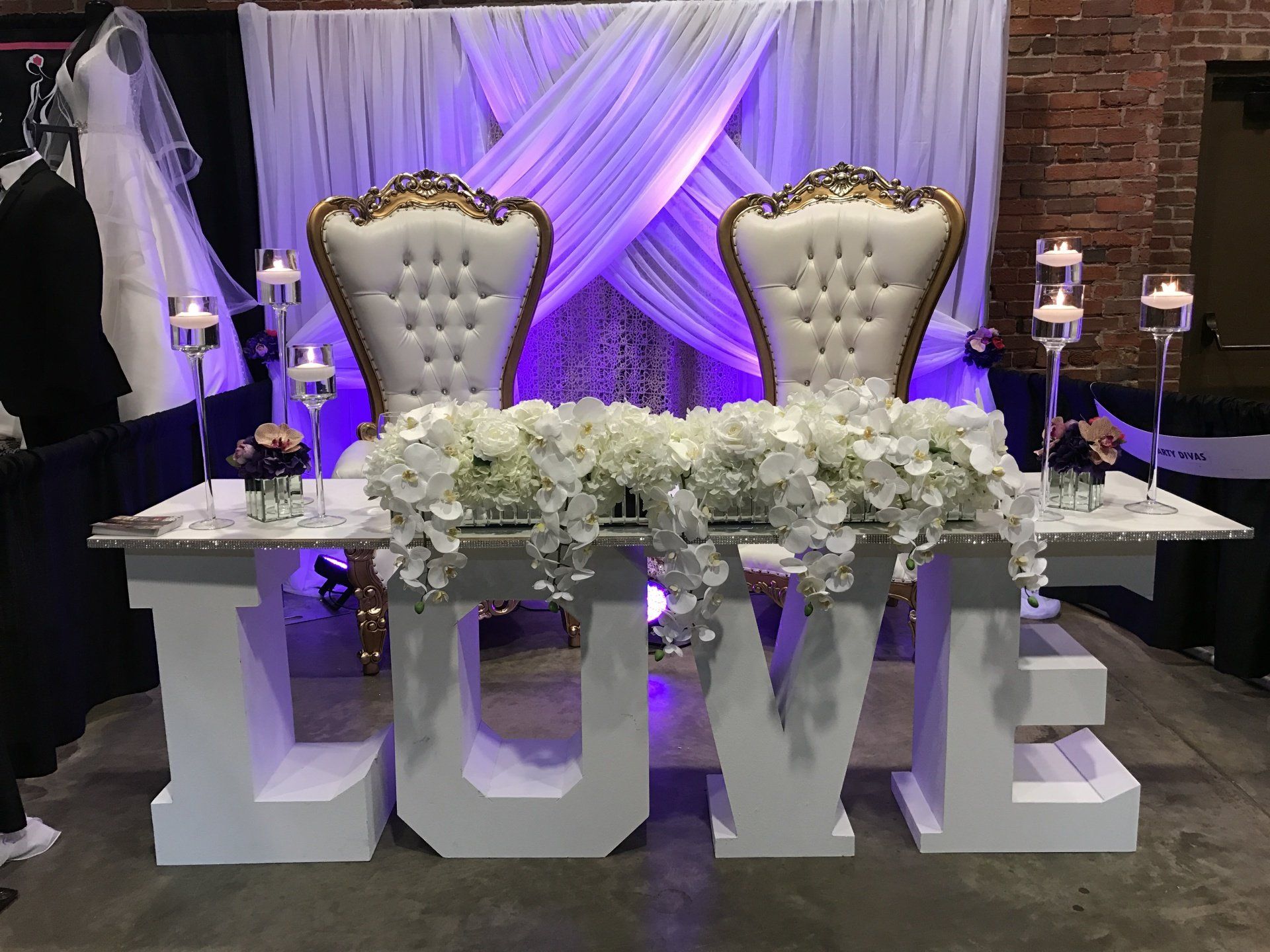 Wedding head table design with the word 